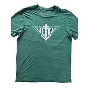 Jetty Graphic Tee Mens Large Green Slub Knit Logo Short Sleeve